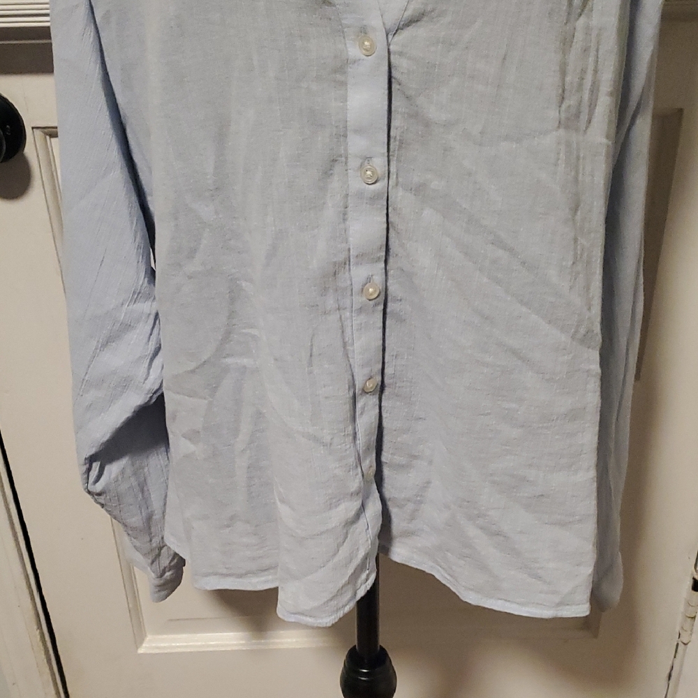 Loft Soft Blue Button-Down Shirt - image 4
